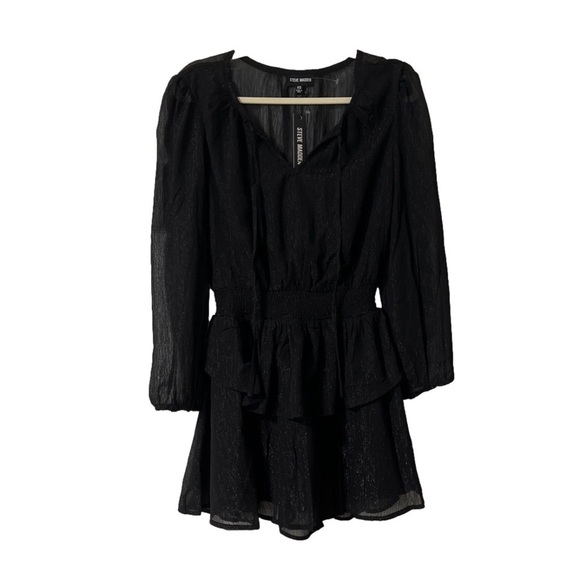 Steve Madden Dresses & Skirts - ⭐️ NWT- Steve Madden smocked waist black mini dress - size XS